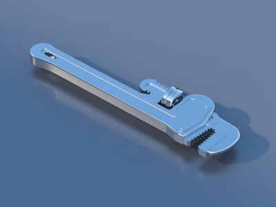 Silver Adjustable Wrench Hardware Tool With Modern Metal Design And Grip Handle 3d model