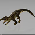 Realistic Crocodile Model With Open Mouth And Textured Skin And Reflection In Standing Pose