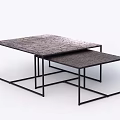 Modern Nested Coffee Tables With Textured Top And Black Metal Frame Design 3d model