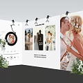 Commercial Wedding Photo Exhibition Equipment With Spotlights And Flower Decorations