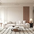 Elegant Modern Lounge Chair In Living Room Interior With Sofa Side Table And Lamp