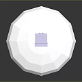 3D Robot Character With Purple Head Yellow Eyes White Body Standing On White Hexagonal Platform