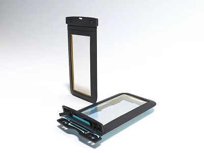 Transparent ID Card Holder With Black Frame Open And Closed Design 3d model