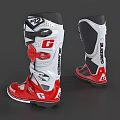 Red Black White Motorcycle Boots With High Top Design G Logo And SERIONE Brand