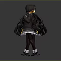 Anime Style Female Character Design With Twin Tails And Uniform Outfit Details