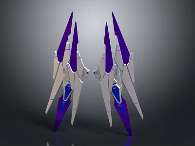 Futuristic Mechanical Equipment with Purple White Spike Design and Blue Accents 3d model