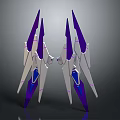 Futuristic Mechanical Equipment with Purple White Spike Design and Blue Accents