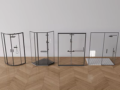 Curved Glass Shower Room Shower Towel Rack Shower Room Glass Partition 3d model