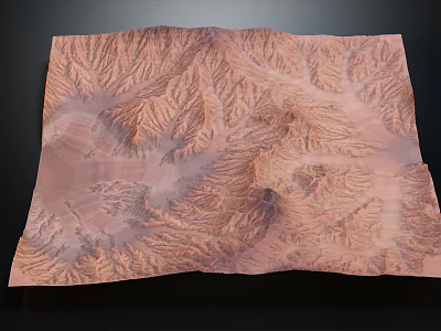 Natural Garden Landscape Design With Mountain Water Textures And Lush Vegetation 3d model