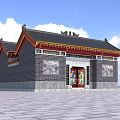 Ancient Architecture With Traditional Roof Carved Walls And Colorful Door Classic Design