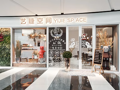 YIJIE SPACE Beauty Salon With Modern Interior Eyelash Services And Decorative Plants 3d model