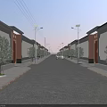 Scenic Chinese Traditional Commercial Street with Buildings Street Lamps Trees and Parked Car
