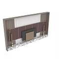 Modern TV Background Wall With Leather Panel And Wooden Frame Marble Base 3d model