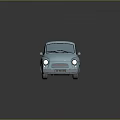 Light Blue Vintage Small Car With Classic Design Rounded Body And Round Headlights