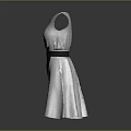 Sleeveless Silver Glitter Dress With Black Waistband And Flowy Skirt Design