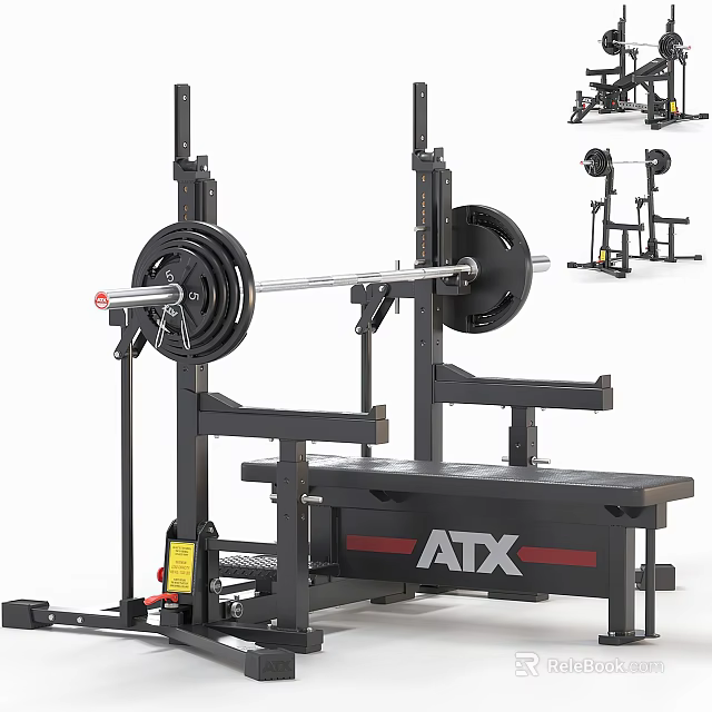 Premium Sports Training Equipment With Barbell Squat Rack And ATX Bench 3d model 