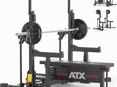 Premium Sports Training Equipment With Barbell Squat Rack And ATX Bench 3d model