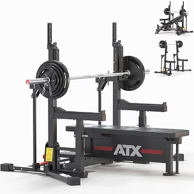 Premium Sports Training Equipment With Barbell Squat Rack And ATX Bench 3d model