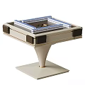 Stylish Square Table With Blue Border White Conical Base And Decorative Inlay Design 3d model