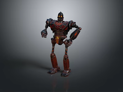 Game Movie Character Robot With Metallic Structure Red Black Color And Mechanical Limbs 3d model