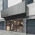Modern Cold Brew Craft Restaurant Exterior With Gray Walls Glass Doors And Marble Accents