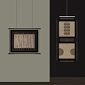 Wall Mounted Modern Decorative Square Frames With Wooden Stripes And Circular Patterns