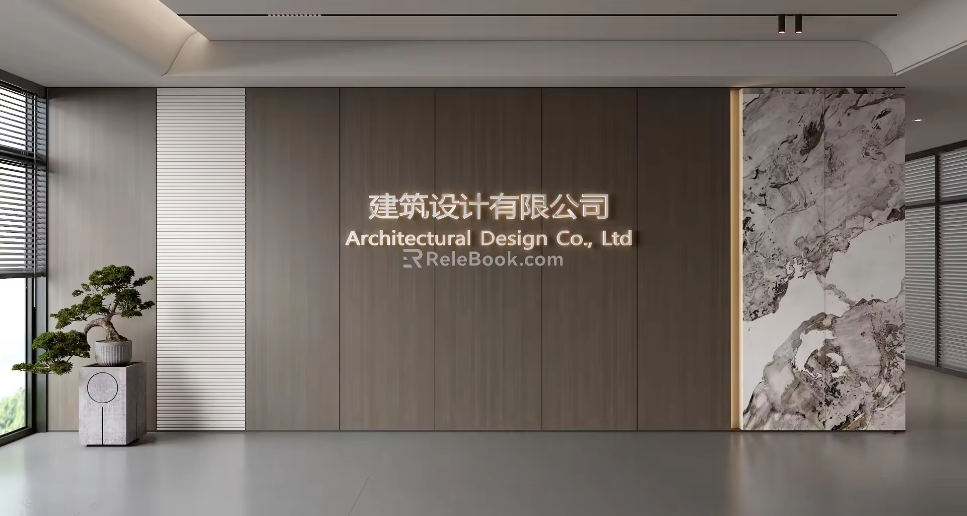 Modern Front Desk Background Wall Simple Background Wall Front Desk Reception Area Background Wall Company Front Desk Background Wall 3d model