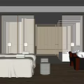 Luxurious SPA Sauna Room With Massage Bed Wooden Partitions And Relaxation Seating