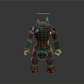 3D Robot Character With Mechanical Creature Features Blue Brown Armor Metal Legs And Antenna