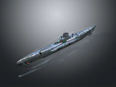 Detailed Battleship Model 3D Rendering With Metallic Texture And Dark Background 3d model