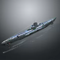 Detailed Battleship Model 3D Rendering With Metallic Texture And Dark Background 3d model