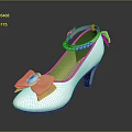White High Heels With Golden Bow Pearl Strap And Quilted Design