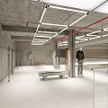 Modern Clothing Store Interior With Metal Racks Mannequin Bench And LED Lighting