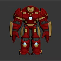 Red Gold Iron Man Hulkbuster Armor 3D Model With Glowing Blue Energy Core Details