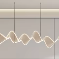 Elegant Modern Chandelier With Curved Wave Design And White Textured Finish