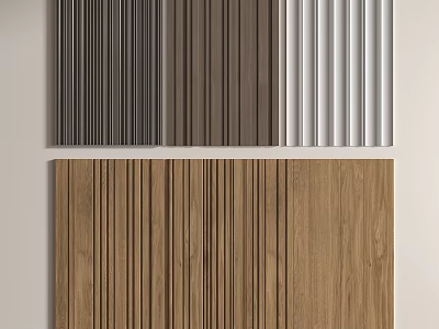 Vertical Slat Wooden Wall Panels in Various Natural Wood Tones for Interior Decoration 3d model