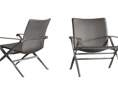 Two Sleek Leather Leisure Chairs With Modern Metal Frame And Sturdy Armrests Design 3d model
