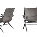 Two Sleek Leather Leisure Chairs With Modern Metal Frame And Sturdy Armrests Design