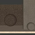 Wooden Spheres In Interior With Dark Wooden Wall Light Floor And Cylindrical Pillar