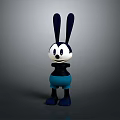 Cartoon Rabbit Figure with Long Blue Ears White Face Blue Shorts and Blue Shoes