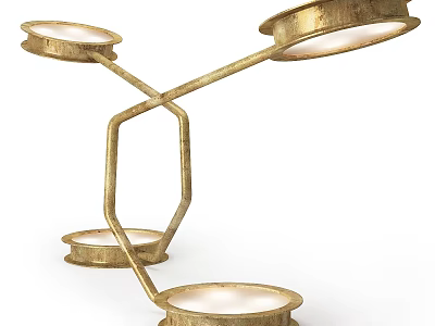 Elegant Golden Floor Lamp With Cross Shaped Structure And Multiple Discs 3d model