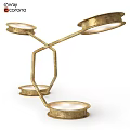 Elegant Golden Floor Lamp With Cross Shaped Structure And Multiple Discs