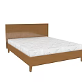Modern Double Bed With Wooden Frame Headboard And White Patterned Mattress 3d model