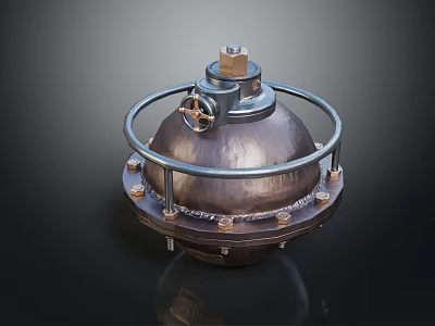 Copper Industrial Valve Component With Top Knob Metal Ring And Base Fixing Bolts 3d model