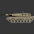 Modern Sand Colored Military Tank with Long Cannon Turret Equipment and Tracks 3d model