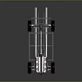Detailed 3D Model of Car Chassis with Wheels and Frame Structure