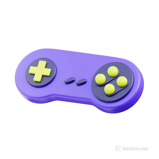 Purple Play Equipment Game Controller With Yellow Directional Pad And Buttons 3d model 