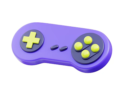 Purple Play Equipment Game Controller With Yellow Directional Pad And Buttons 3d model