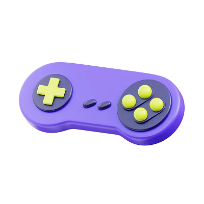 Purple Play Equipment Game Controller With Yellow Directional Pad And Buttons 3d model