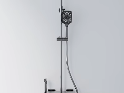 Modern Shower Head System With Metal Frame Adjustable Stand And Handheld Sprayer 3d model